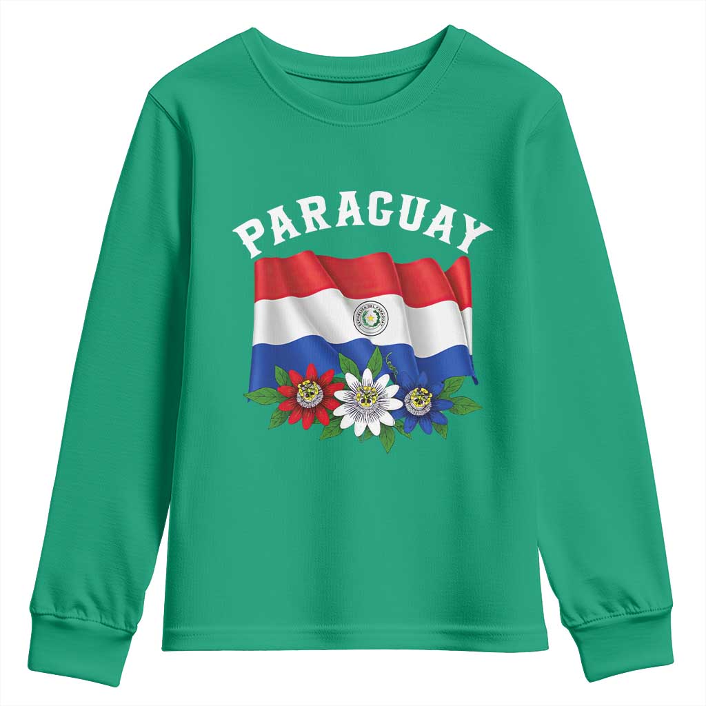 Paraguay Flag Passion Flower Mburucuya Graphic Youth Sweatshirt Paraguaya Hispanic Latino Heritage Cultura Pride