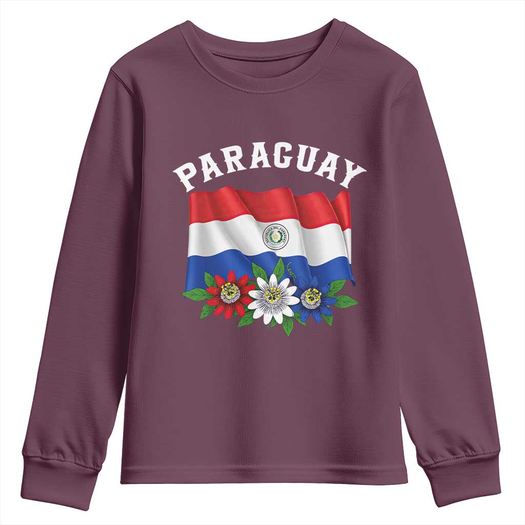Paraguay Flag Passion Flower Mburucuya Graphic Youth Sweatshirt Paraguaya Hispanic Latino Heritage Cultura Pride