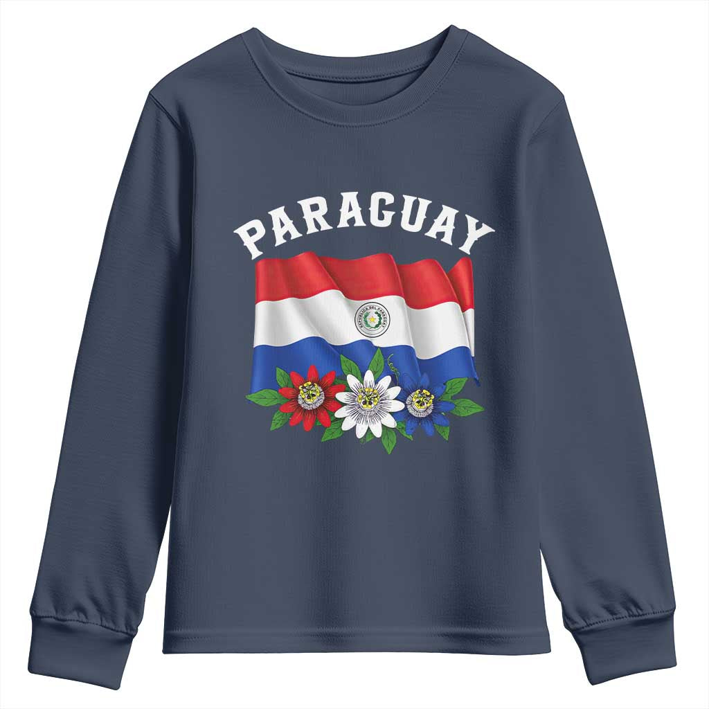 Paraguay Flag Passion Flower Mburucuya Graphic Youth Sweatshirt Paraguaya Hispanic Latino Heritage Cultura Pride