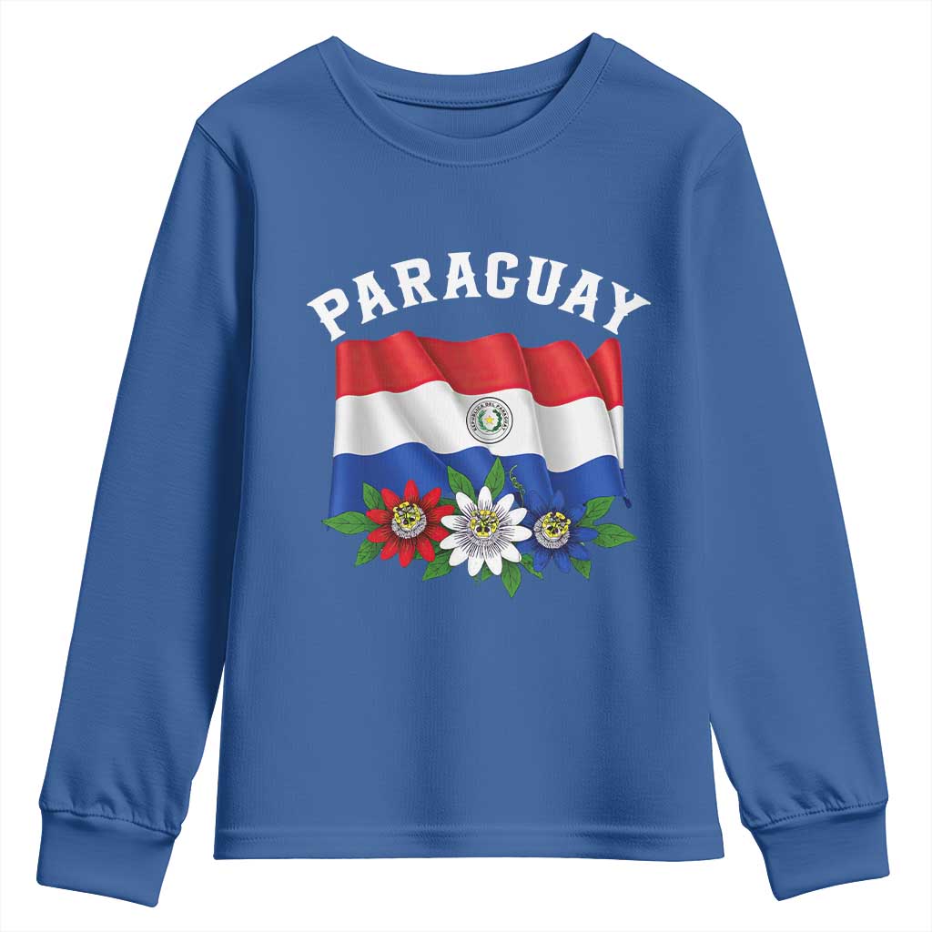 Paraguay Flag Passion Flower Mburucuya Graphic Youth Sweatshirt Paraguaya Hispanic Latino Heritage Cultura Pride