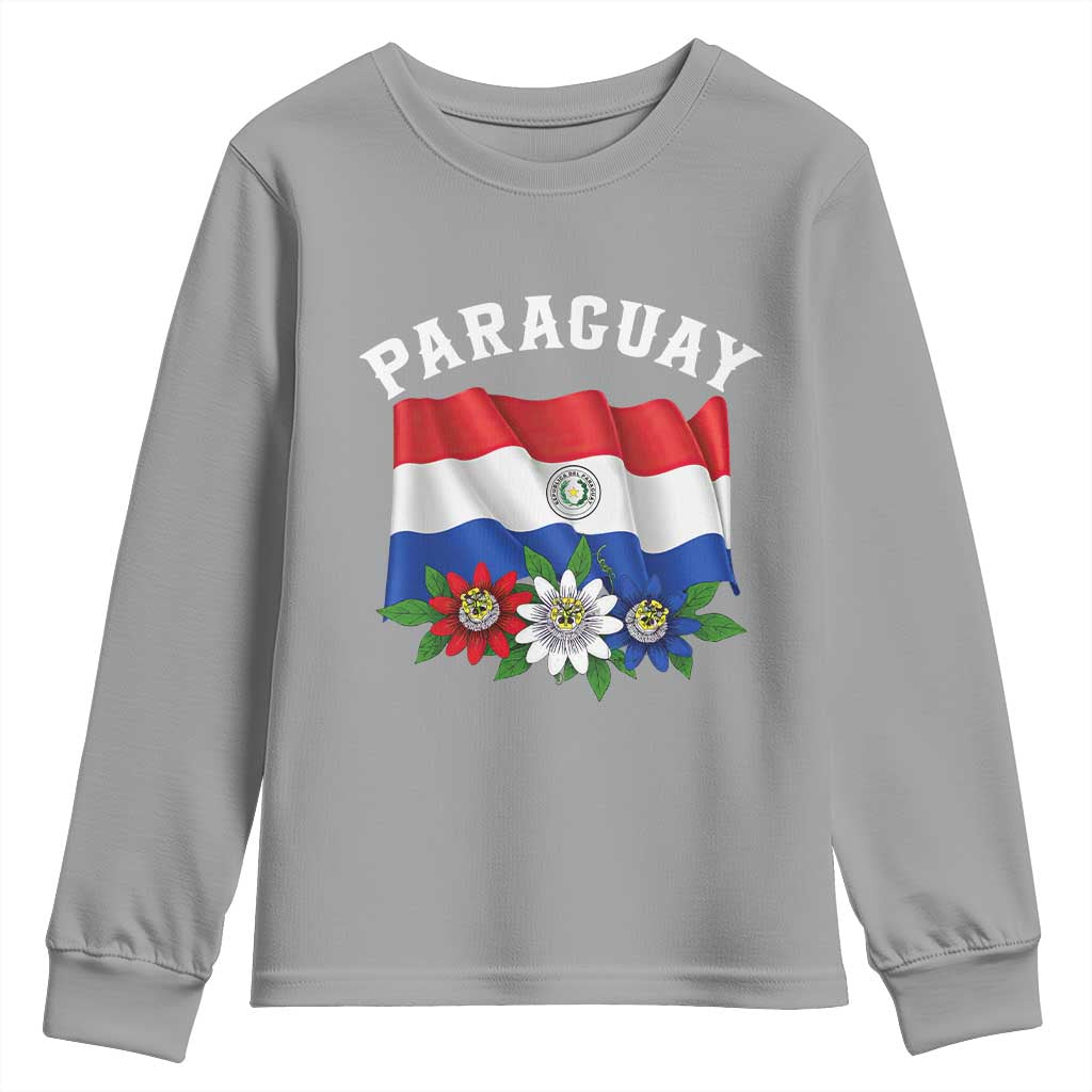 Paraguay Flag Passion Flower Mburucuya Graphic Youth Sweatshirt Paraguaya Hispanic Latino Heritage Cultura Pride