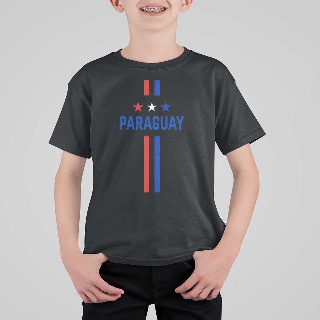 Paraguay Flag Soccer Jersey Style Graphic T Shirt For Kid Patriotic Paraguaya Pride Football Fans Sports Spirit