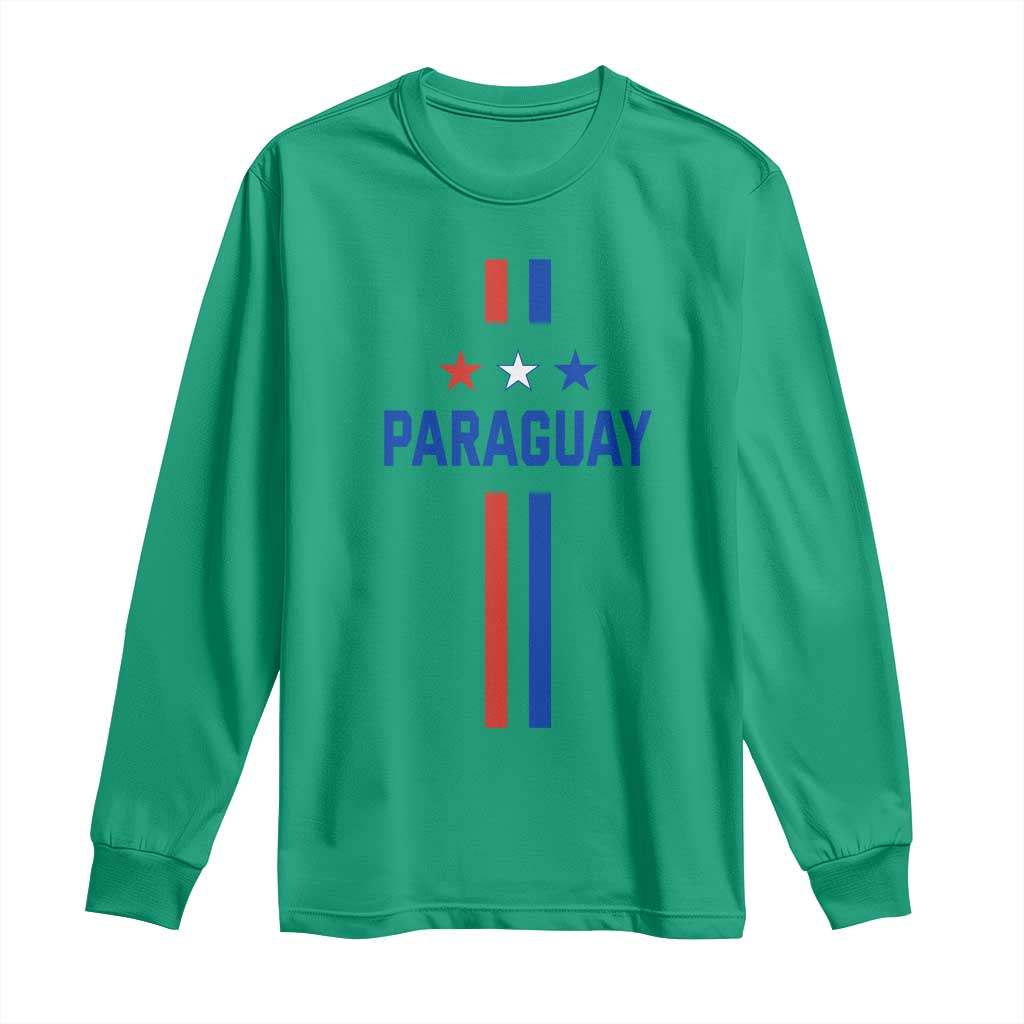 Paraguay Flag Soccer Jersey Style Graphic Long Sleeve Shirt Patriotic Paraguaya Pride Football Fans Sports Spirit