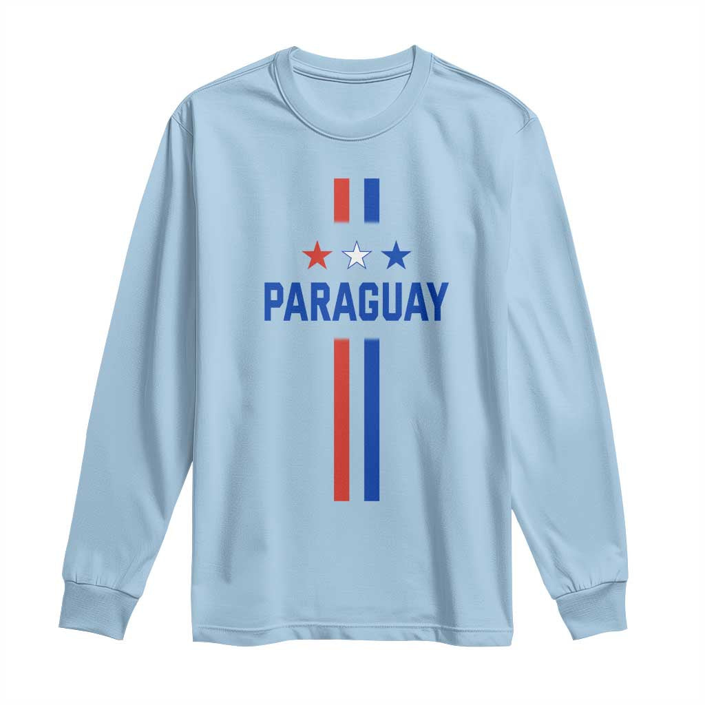 Paraguay Flag Soccer Jersey Style Graphic Long Sleeve Shirt Patriotic Paraguaya Pride Football Fans Sports Spirit