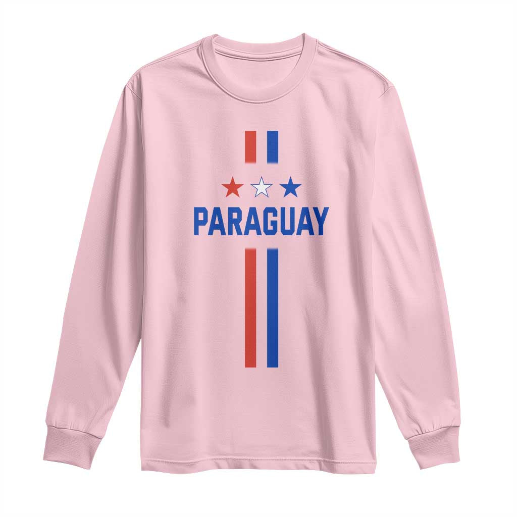Paraguay Flag Soccer Jersey Style Graphic Long Sleeve Shirt Patriotic Paraguaya Pride Football Fans Sports Spirit