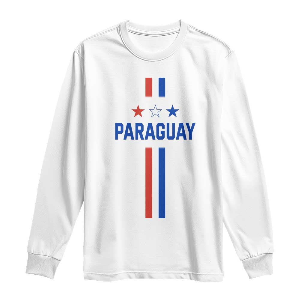 Paraguay Flag Soccer Jersey Style Graphic Long Sleeve Shirt Patriotic Paraguaya Pride Football Fans Sports Spirit