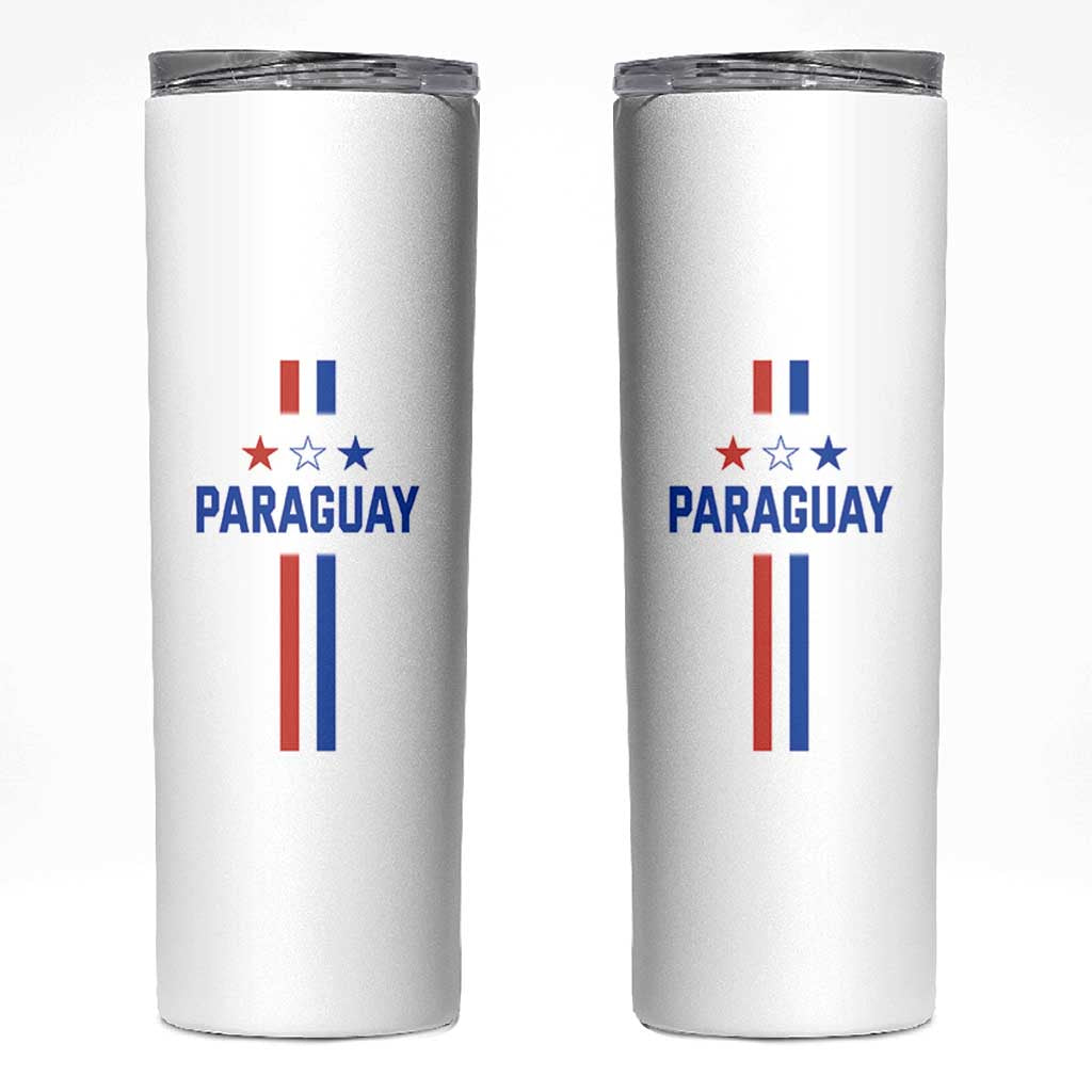 Paraguay Flag Soccer Jersey Style Graphic Skinny Tumbler Patriotic Paraguaya Pride Football Fans Sports Spirit