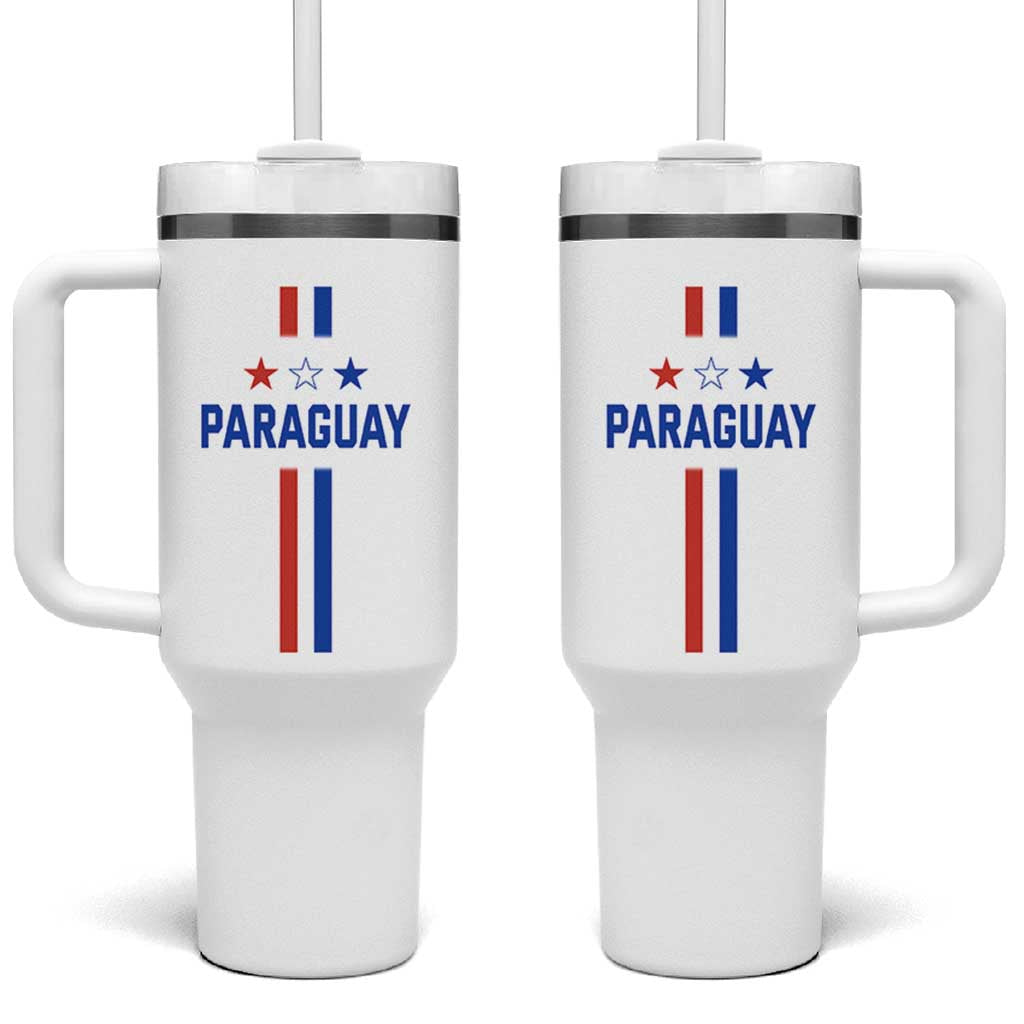 Paraguay Flag Soccer Jersey Style Graphic Tumbler With Handle Patriotic Paraguaya Pride Football Fans Sports Spirit