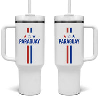 Paraguay Flag Soccer Jersey Style Graphic Tumbler With Handle Patriotic Paraguaya Pride Football Fans Sports Spirit