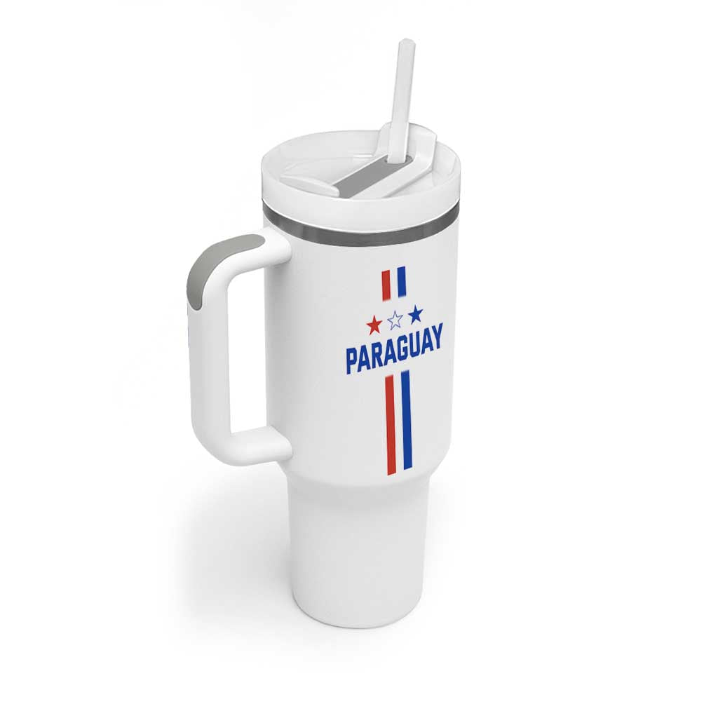 Paraguay Flag Soccer Jersey Style Graphic Tumbler With Handle Patriotic Paraguaya Pride Football Fans Sports Spirit