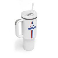 Paraguay Flag Soccer Jersey Style Graphic Tumbler With Handle Patriotic Paraguaya Pride Football Fans Sports Spirit