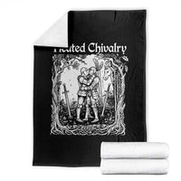 Heated Chivalry Kissing Knights Throw Blanket Romantic Funny Medieval Woodcut Fantasy Folklore Graphic