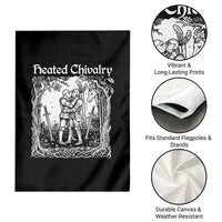 Heated Chivalry Kissing Knights Garden Flag Romantic Funny Medieval Woodcut Fantasy Folklore Graphic