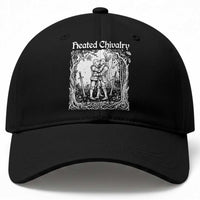 Heated Chivalry Kissing Knights Baseball Cap Romantic Funny Medieval Woodcut Fantasy Folklore Graphic