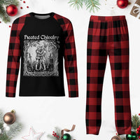 Heated Chivalry Kissing Knights Plaid Pajama Set Romantic Funny Medieval Woodcut Fantasy Folklore Graphic