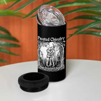 Heated Chivalry Kissing Knights 4 in 1 Can Cooler Tumbler Romantic Funny Medieval Woodcut Fantasy Folklore Graphic