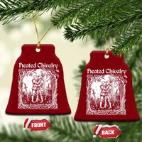 Heated Chivalry Kissing Knights Ceramic Ornament Romantic Funny Medieval Woodcut Fantasy Folklore Graphic