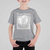 Heated Chivalry Kissing Knights T Shirt For Kid Romantic Funny Medieval Woodcut Fantasy Folklore Graphic