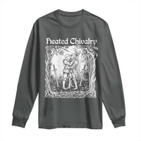 Heated Chivalry Kissing Knights Long Sleeve Shirt Romantic Funny Medieval Woodcut Fantasy Folklore Graphic