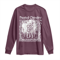 Heated Chivalry Kissing Knights Long Sleeve Shirt Romantic Funny Medieval Woodcut Fantasy Folklore Graphic