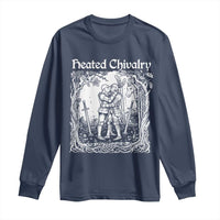 Heated Chivalry Kissing Knights Long Sleeve Shirt Romantic Funny Medieval Woodcut Fantasy Folklore Graphic