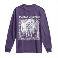 Heated Chivalry Kissing Knights Long Sleeve Shirt Romantic Funny Medieval Woodcut Fantasy Folklore Graphic
