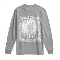 Heated Chivalry Kissing Knights Long Sleeve Shirt Romantic Funny Medieval Woodcut Fantasy Folklore Graphic