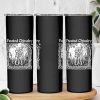 Heated Chivalry Kissing Knights Skinny Tumbler Romantic Funny Medieval Woodcut Fantasy Folklore Graphic