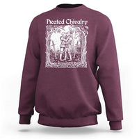 Heated Chivalry Kissing Knights Sweatshirt Romantic Funny Medieval Woodcut Fantasy Folklore Graphic