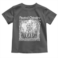 Heated Chivalry Kissing Knights Toddler T Shirt Romantic Funny Medieval Woodcut Fantasy Folklore Graphic