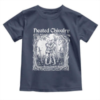 Heated Chivalry Kissing Knights Toddler T Shirt Romantic Funny Medieval Woodcut Fantasy Folklore Graphic