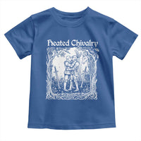 Heated Chivalry Kissing Knights Toddler T Shirt Romantic Funny Medieval Woodcut Fantasy Folklore Graphic