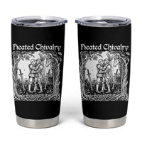 Heated Chivalry Kissing Knights Tumbler Cup Romantic Funny Medieval Woodcut Fantasy Folklore Graphic