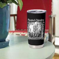 Heated Chivalry Kissing Knights Tumbler Cup Romantic Funny Medieval Woodcut Fantasy Folklore Graphic