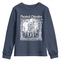 Heated Chivalry Kissing Knights Youth Sweatshirt Romantic Funny Medieval Woodcut Fantasy Folklore Graphic