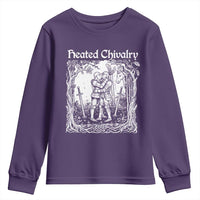 Heated Chivalry Kissing Knights Youth Sweatshirt Romantic Funny Medieval Woodcut Fantasy Folklore Graphic