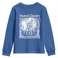 Heated Chivalry Kissing Knights Youth Sweatshirt Romantic Funny Medieval Woodcut Fantasy Folklore Graphic