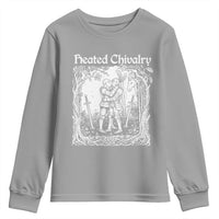 Heated Chivalry Kissing Knights Youth Sweatshirt Romantic Funny Medieval Woodcut Fantasy Folklore Graphic