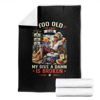 Too Old To Care Club Funny Retired Woman Beach Vacation Throw Blanket My Give A Damn Is Broken IDGAF Chill Mode