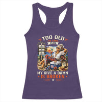 Too Old To Care Club Funny Retired Woman Beach Vacation Racerback Tank Top My Give A Damn Is Broken IDGAF Chill Mode