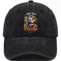 Too Old To Care Club Funny Retired Woman Beach Vacation Washed Cotton Baseball Cap My Give A Damn Is Broken IDGAF Chill Mode