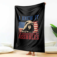 Funny I Knew It Im Surrounded by Axxholes Sci-fi Meme Throw Blanket Patriotic Space Parody USA Flag Sarcastic 1980s Movie Quote