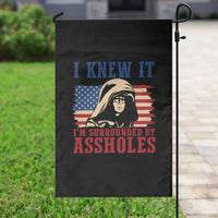 Funny I Knew It Im Surrounded by Axxholes Sci-fi Meme Garden Flag Patriotic Space Parody USA Flag Sarcastic 1980s Movie Quote