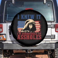Funny I Knew It Im Surrounded by Axxholes Sci-fi Meme Spare Tire Cover Patriotic Space Parody USA Flag Sarcastic 1980s Movie Quote