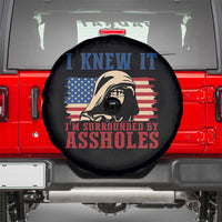 Funny I Knew It Im Surrounded by Axxholes Sci-fi Meme Spare Tire Cover Patriotic Space Parody USA Flag Sarcastic 1980s Movie Quote
