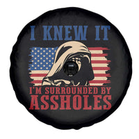 Funny I Knew It Im Surrounded by Axxholes Sci-fi Meme Spare Tire Cover Patriotic Space Parody USA Flag Sarcastic 1980s Movie Quote
