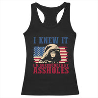 Funny I Knew It Im Surrounded by Axxholes Sci-fi Meme Racerback Tank Top Patriotic Space Parody USA Flag Sarcastic 1980s Movie Quote
