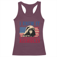 Funny I Knew It Im Surrounded by Axxholes Sci-fi Meme Racerback Tank Top Patriotic Space Parody USA Flag Sarcastic 1980s Movie Quote