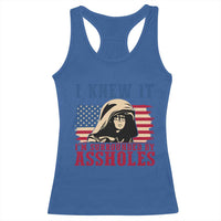 Funny I Knew It Im Surrounded by Axxholes Sci-fi Meme Racerback Tank Top Patriotic Space Parody USA Flag Sarcastic 1980s Movie Quote