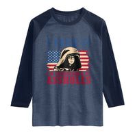 Funny I Knew It Im Surrounded by Axxholes Sci-fi Meme Raglan Shirt Patriotic Space Parody USA Flag Sarcastic 1980s Movie Quote